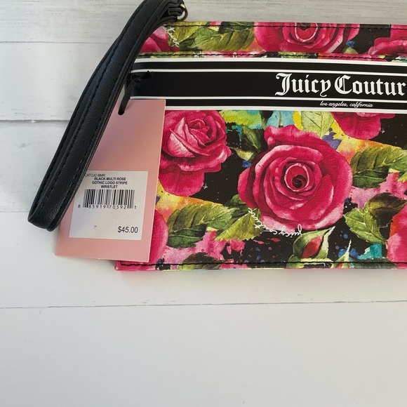 Juicy Couture  Gothic Logo Stripe Wristlet 9.75 x 5.5”/Ponytail Holder - Picture 7 of 16